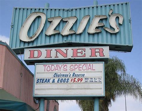 Ozzie's diner - 9.99. Served with a fruit cup or Ozzie's potatoes. Choose a style: Scrambled Eggs, Fried Eggs, Over Easy Eggs, Sunny Side Up Eggs, Ham. Choose a side: Fruit Cup, Ozzie's Potatoes. Mrs. Marylyn Monroe Oatmeal. 7.99. Served with milk, almonds, raisins and brown sugar. Choose a style: Fruit, Toast. 
